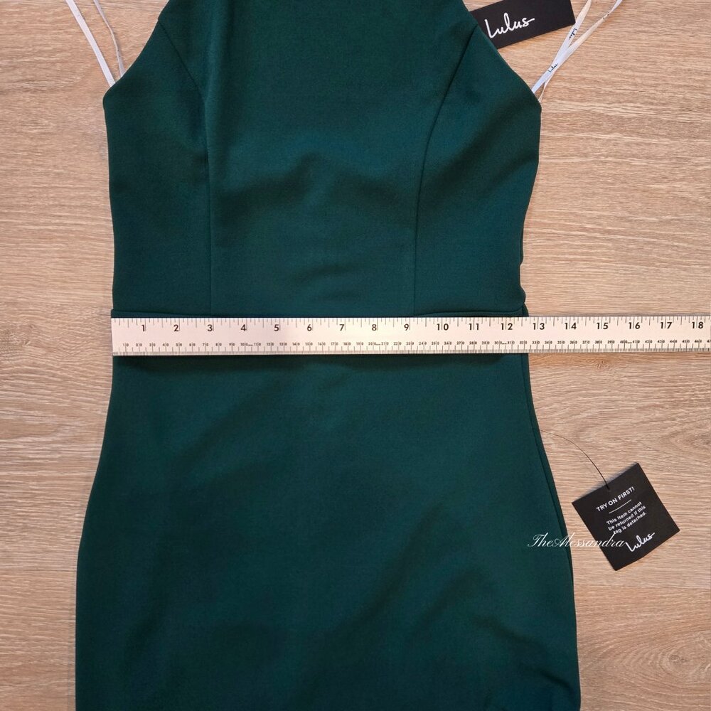Lulus Ruffled Halter Maxi Dress Emerald Green Small Flaw Pearl New With Tags $99 - Picture 9 of 16